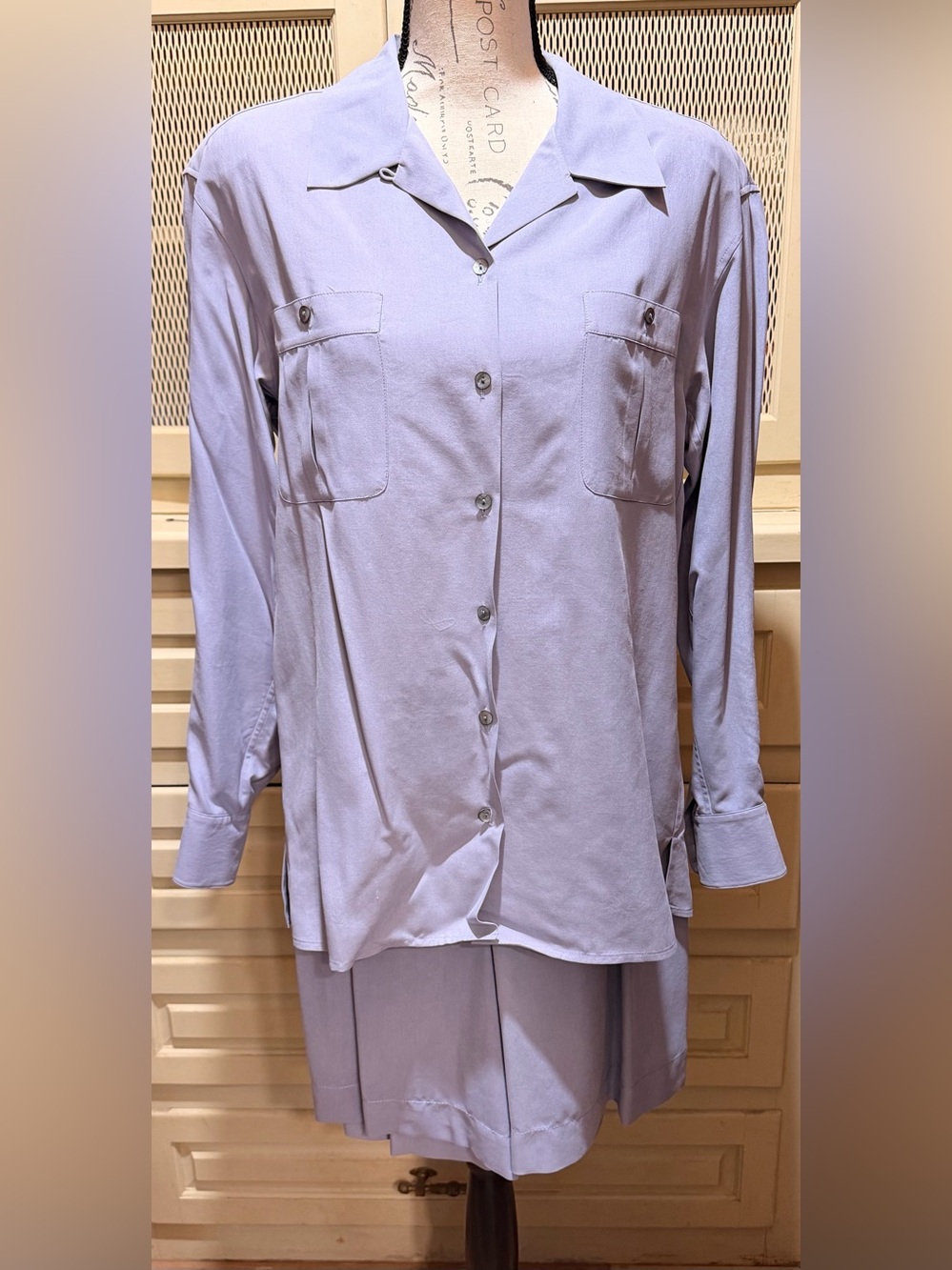 VTG Neiman Marcus 100% Silk Short Set Lavender Mixed Size S Top M Shorts